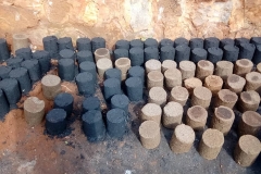 Finished charcoal briquettes