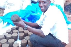 Finished dried charcoal briquettes