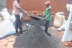 The charcoal material is sieved