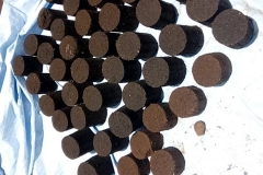 Finished dried charcoal briquettes